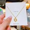 Women's Titanium Steel And Copper Geometric Pattern Threedimensional Love Pendant Necklace Set With Diamonds