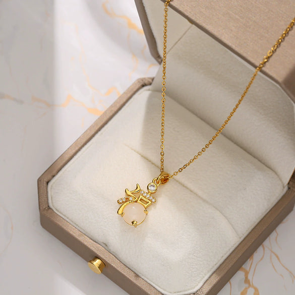 Women's Titanium Steel And Copper Geometric Pendant Necklace Set With Diamonds