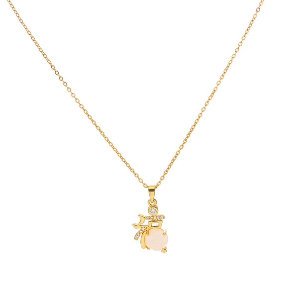 Women's Titanium Steel And Copper Geometric Pendant Necklace Set With Diamonds