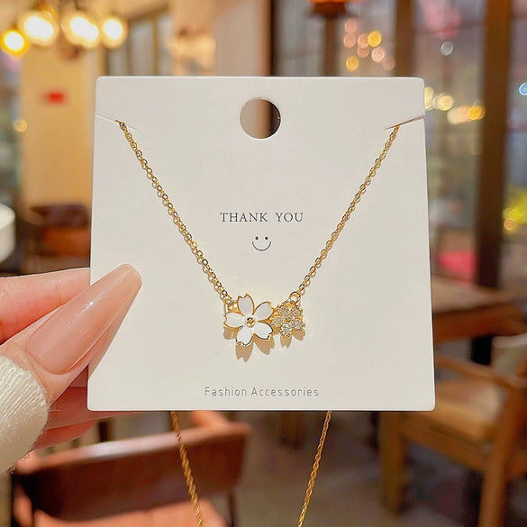Women's Titanium Steel And Copper Gourd Geometric Pendant Necklace With Cross Chain Electroplating Simple Style