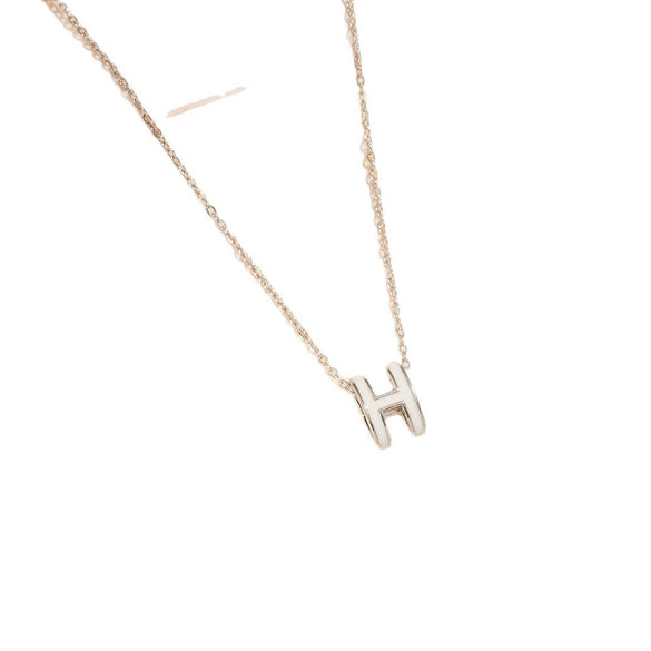 Women's Titanium Steel And Copper H Letter Pendant Necklace With Cross Chain And Electroplating Process
