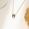 Women's Titanium Steel And Copper H Letter Pendant Necklace With Cross Chain And Electroplating Process