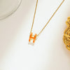 Women's Titanium Steel And Copper H Letter Pendant Necklace With Cross Chain And Electroplating Process