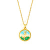 Women's Titanium Steel And Copper Necklace With French Rose Round Pendant And Electroplating Design