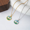 Women's Titanium Steel And Copper Necklace With French Rose Round Pendant And Electroplating Design