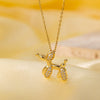 Women's Titanium Steel And Copper Necklace With Geometric And Heart Flower Bow Shapes Electroplated