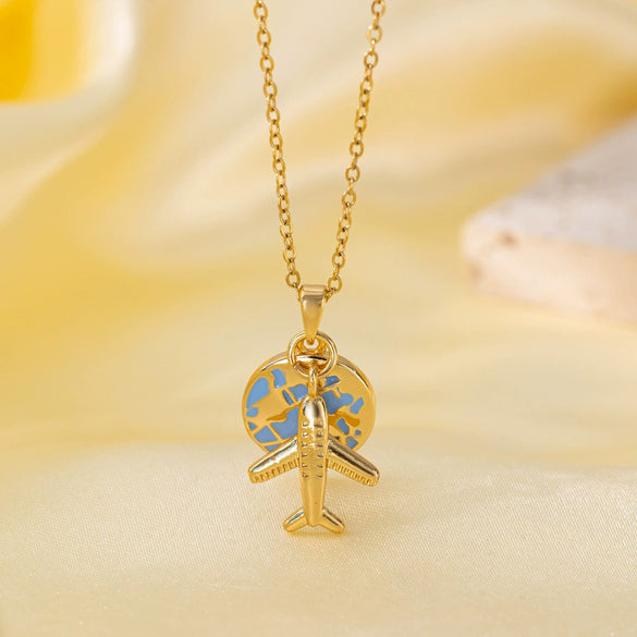 Women's Titanium Steel And Copper Necklace With Geometric And Heart Flower Bow Shapes Electroplated