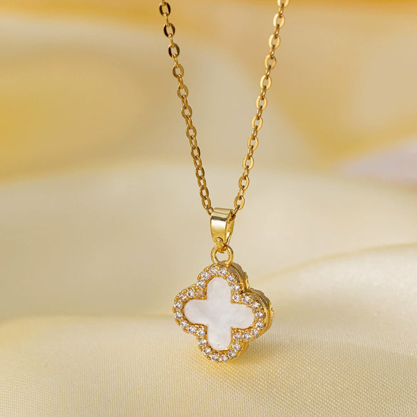 Women's Titanium Steel And Copper Necklace With Geometric And Heart Flower Bow Shapes Electroplated