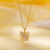 Women's Titanium Steel And Copper Necklace With Geometric And Heart Flower Bow Shapes Electroplated