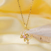 Women's Titanium Steel And Copper Necklace With Geometric And Heart Flower Bow Shapes Electroplated