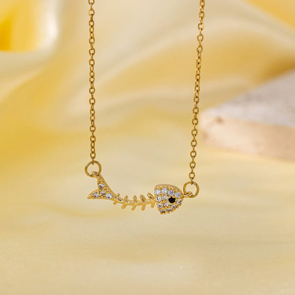 Women's Titanium Steel And Copper Necklace With Geometric And Heart Flower Bow Shapes Electroplated