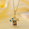 Women's Titanium Steel And Copper Necklace With Geometric And Heart Flower Bow Shapes Electroplated