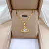Women's Titanium Steel And Copper Necklace With Geometric Design And Diamond Microinlay
