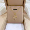 Women's Titanium Steel And Copper Necklace With Geometric Design And Diamond Microinlay
