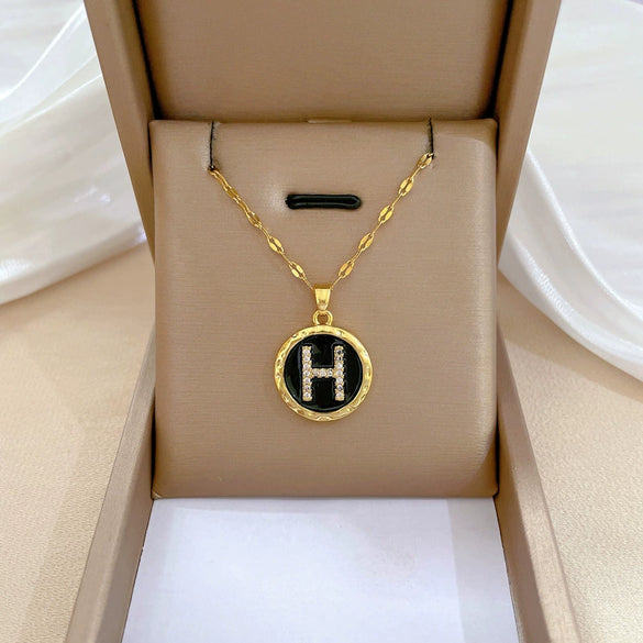 Women's Titanium Steel And Copper Necklace With Geometric Design And Diamond Microinlay