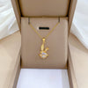 Women's Titanium Steel And Copper Necklace With Geometric Design And Diamond Microinlay