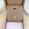 Women's Titanium Steel And Copper Necklace With Geometric Design And Diamond Microinlay