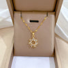Women's Titanium Steel And Copper Necklace With Geometric Design And Diamond Microinlay