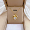 Women's Titanium Steel And Copper Necklace With Geometric Design And Diamond Microinlay