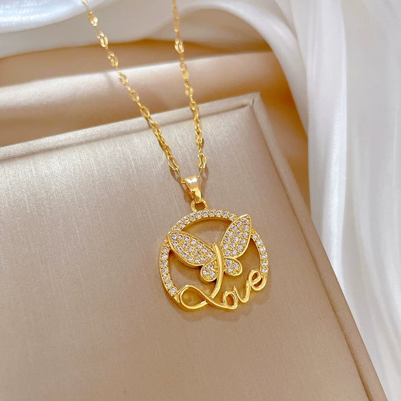 Women's Titanium Steel And Copper Necklace With Geometric Pattern And Electroplating Treatment