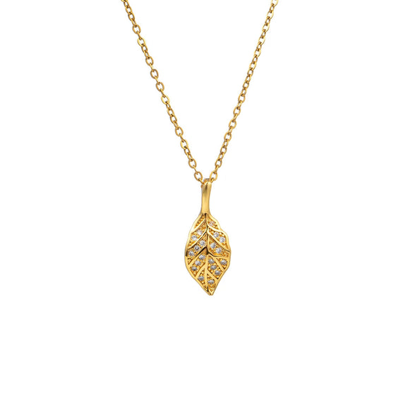Women's Titanium Steel And Copper Necklace With Goldplated Leaves Pendant Niche Design Fashionable And Allmatch
