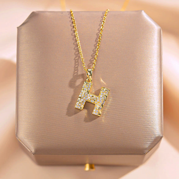 Women's Titanium Steel And Copper Necklace With H Letter Pendant Electroplated Trendy Fine Jewelry