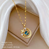 Women's Titanium Steel And Copper Necklace With Planet Starry Sky Geometric Pattern And Diamond Microinlay Design