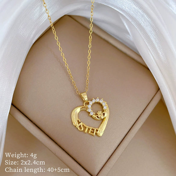 Women's Titanium Steel And Copper Necklace With Planet Starry Sky Geometric Pattern And Diamond Microinlay Design