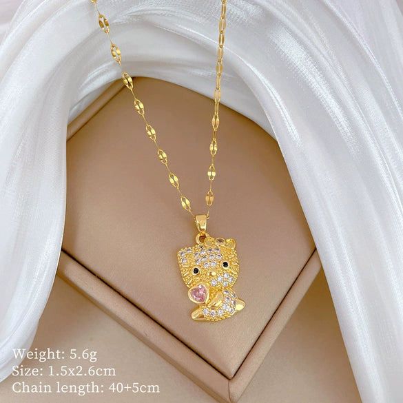 Women's Titanium Steel And Copper Necklace With Planet Starry Sky Geometric Pattern And Diamond Microinlay Design