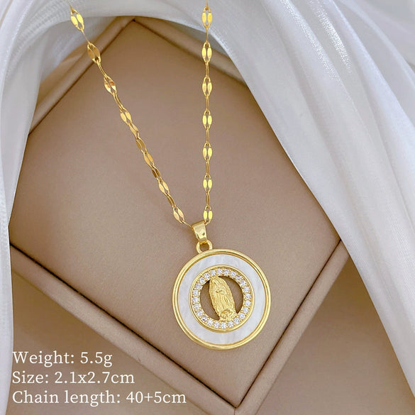 Women's Titanium Steel And Copper Necklace With Planet Starry Sky Geometric Pattern And Diamond Microinlay Design