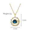 Women's Titanium Steel And Copper Necklace With Planet Starry Sky Geometric Pattern And Diamond Microinlay Design