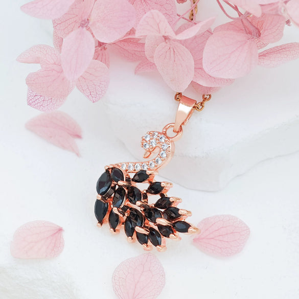 Women's Titanium Steel And Copper Necklace With Swan Design And Real Gold Plating