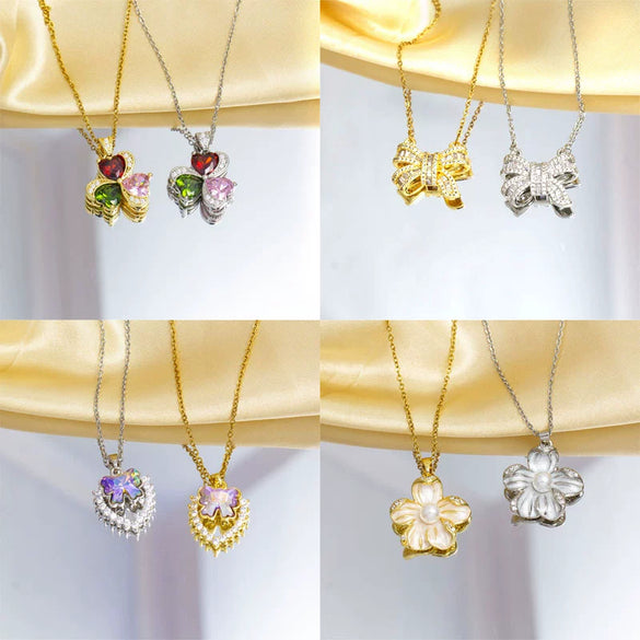 Women's Titanium Steel And Copper O Word Chain Necklace With Electroplating Simple Style Pendant Jewelry