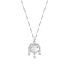 Women's Titanium Steel And Copper Peace Lock Necklace With Geometric Pattern And Zirconia Setting