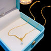 Women's Titanium Steel And Copper Pearl Necklace With Geometric Pattern And Cross Chain Light Luxury Style Electroplated
