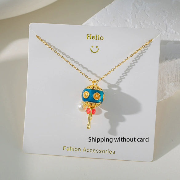 Women's Titanium Steel And Copper Pendant Necklace With Animal Zodiac Heart Shape Geometric Dripping Oil Design O Word Chain