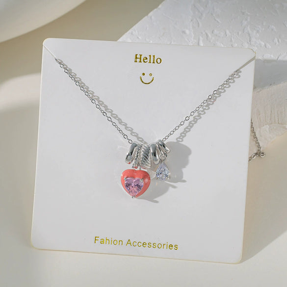Women's Titanium Steel And Copper Pendant Necklace With Animal Zodiac Heart Shape Geometric Dripping Oil Design O Word Chain