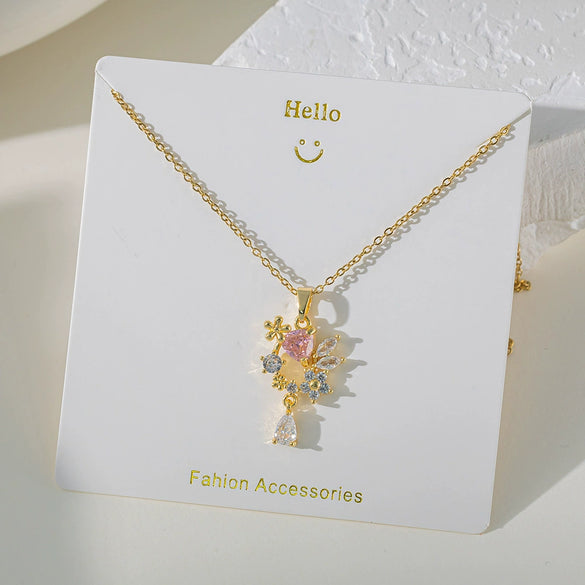 Women's Titanium Steel And Copper Pendant Necklace With Animal Zodiac Heart Shape Geometric Dripping Oil Design O Word Chain