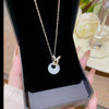 Women's Titanium Steel And Copper Pendant Necklace With Geometric Pattern And Cross Chain Style Set With Zirconia