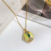 Women's Titanium Steel And Copper Photo Box Necklace With Oval Oil Drop Shape Cross Chain Real Gold Plated Enhanced Color Retention Sweet And Geometric Style