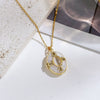 Women's Titanium Steel And Copper Photo Box Necklace With Oval Oil Drop Shape Cross Chain Real Gold Plated Enhanced Color Retention Sweet And Geometric Style