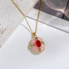 Women's Titanium Steel And Copper Photo Box Necklace With Oval Oil Drop Shape Cross Chain Real Gold Plated Enhanced Color Retention Sweet And Geometric Style