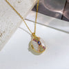 Women's Titanium Steel And Copper Photo Box Necklace With Oval Oil Drop Shape Cross Chain Real Gold Plated Enhanced Color Retention Sweet And Geometric Style