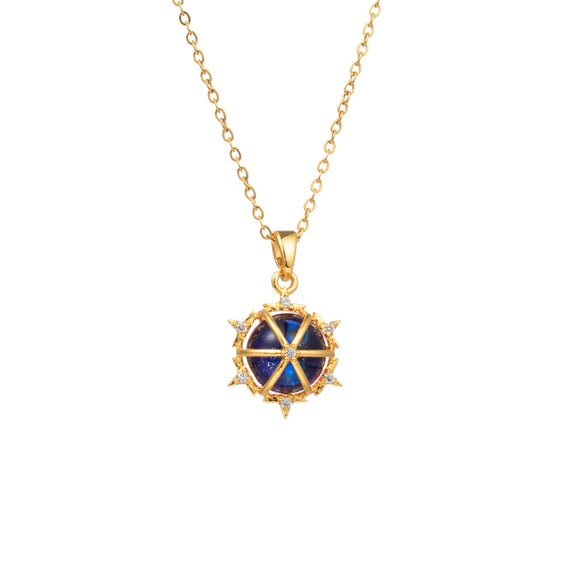 Women's Titanium Steel And Copper Ship Rudder Pendant Necklace With Electroplating Treatment