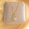 Women's Titanium Steel And Copper Tulip Pendant Necklace With Geometric Pattern And Diamond Design