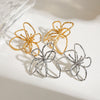 Women's Titanium Steel And 18K Gold And Silver Twocolor Simple Line Flower Hammered Geometric Earrings With Electroplating