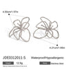 Women's Titanium Steel And 18K Gold And Silver Twocolor Simple Line Flower Hammered Geometric Earrings With Electroplating