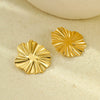 Women's Titanium Steel And 18K Gold Geometric Asymmetrical Striped Vintage Electroplated Earrings