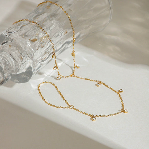 Women's Titanium Steel And 18K Gold Geometric Style Finger Chain Anklet