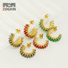 Women's Titanium Steel And 18K Gold Plated Cshaped Geometric Fashion Earrings With Electroplating Treatment